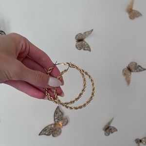 Gold Plated Braided Hoop Earrings